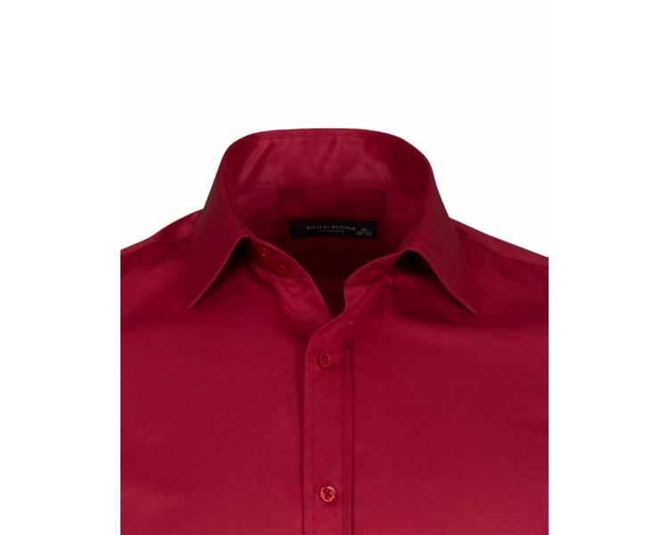 SL 1045-E Men's claret red plain double cuff shirt with cufflinks Men's shirts