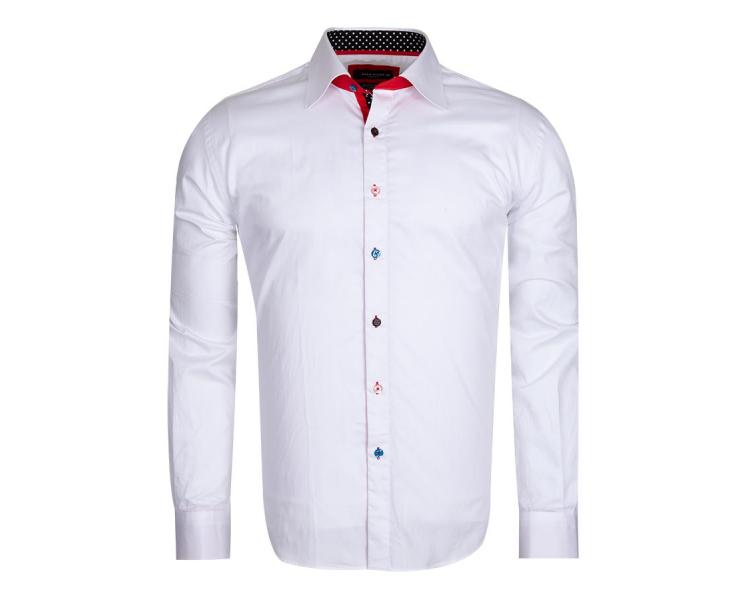 SL 5311 Men's white dot print trim long sleeved cotton shirt Men's shirts