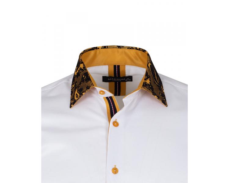 SL 5410 Men's white & camel velvet print long sleeved shirt Men's shirts