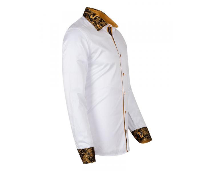 SL 5410 Men's white & camel velvet print long sleeved shirt Men's shirts