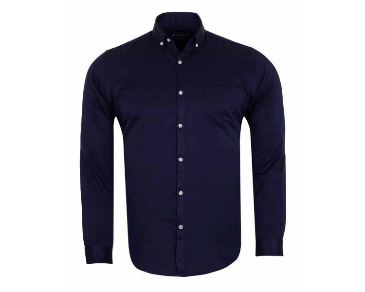 SL 5587 Men's dark blue plain button down collar long sleeved shirt Men's shirts