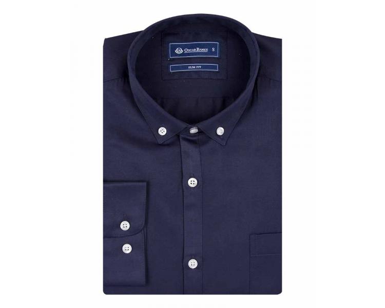 SL 5587 Men's dark blue plain button down collar long sleeved shirt Men's shirts