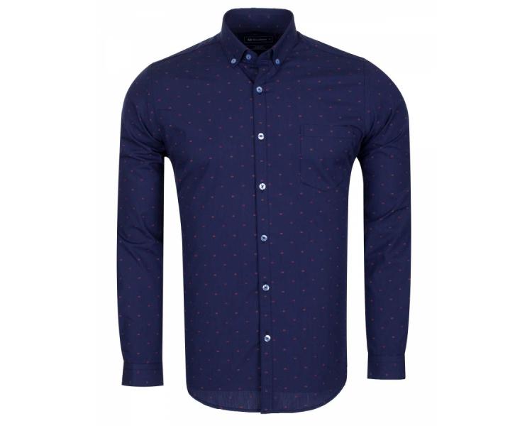 SL 5912 Men's dark blue micro print button down collar cotton shirt Men's shirts