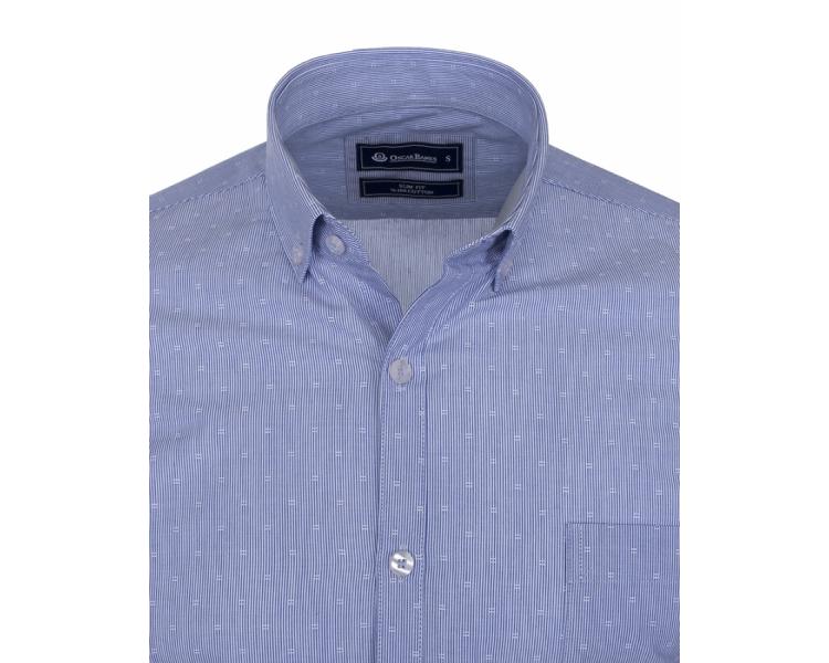 SL 5913 Светло-голубая хлопковая рубашка в микро полоску с принтом Мужские рубашки