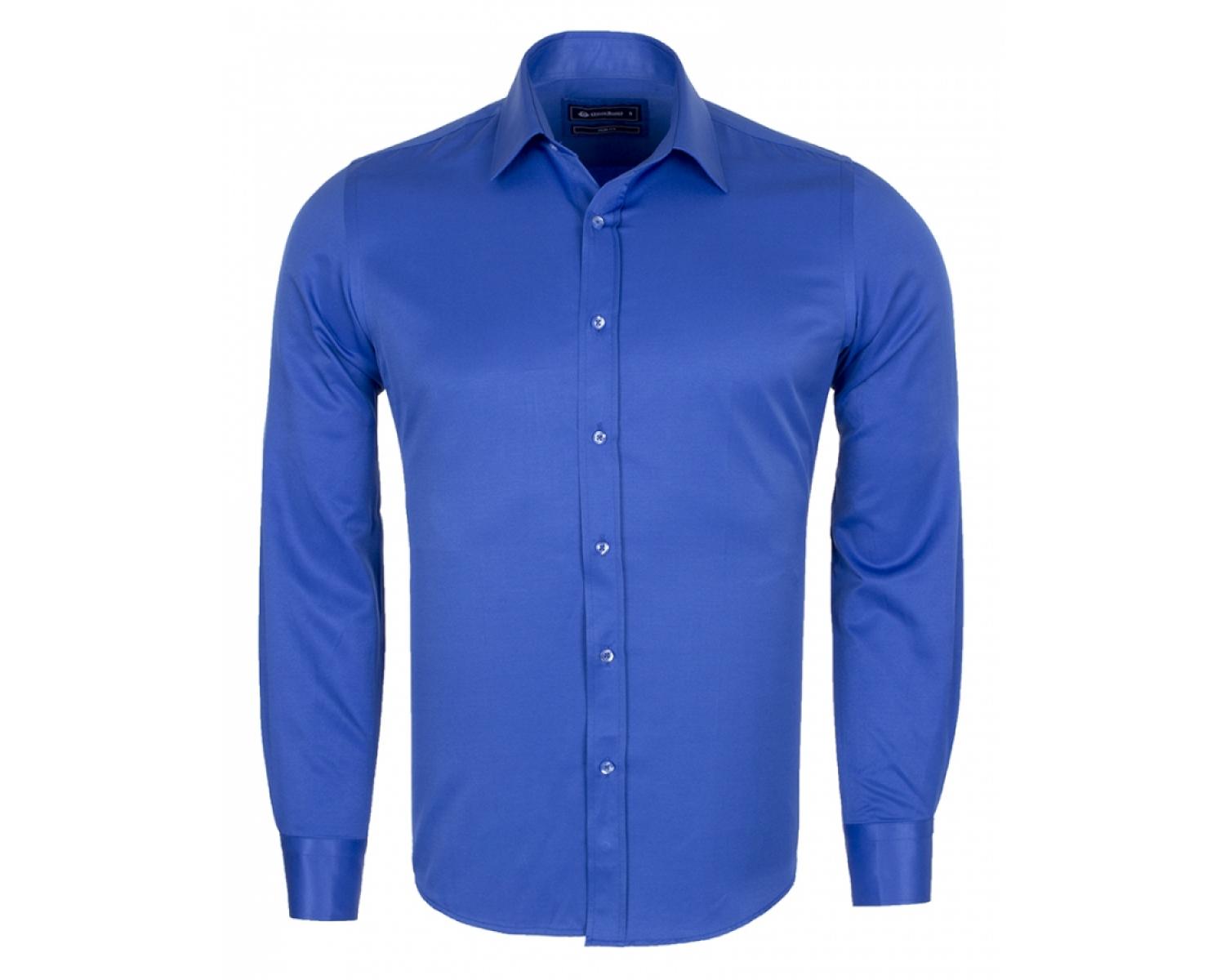 SL 5941 Men's electric blue plain long sleeved shirt - Quality Designed ...