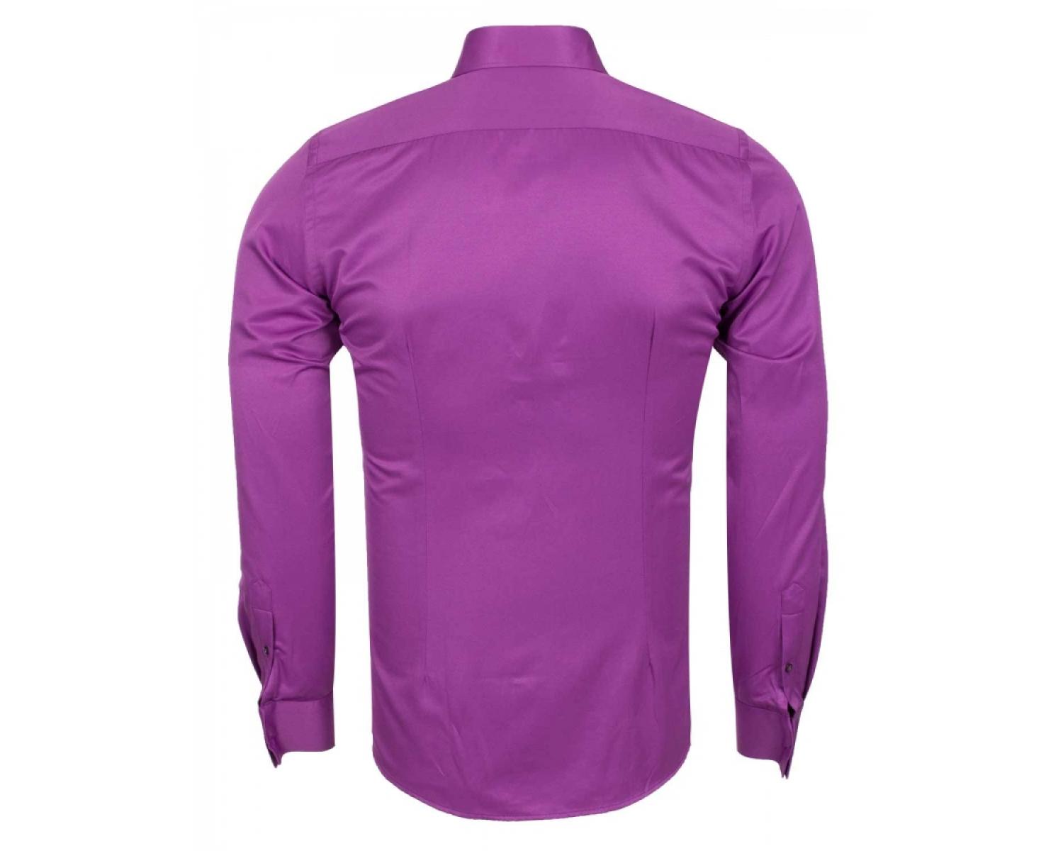 SL 5941 Men's purple plain long sleeved shirt - Quality Designed Shirts