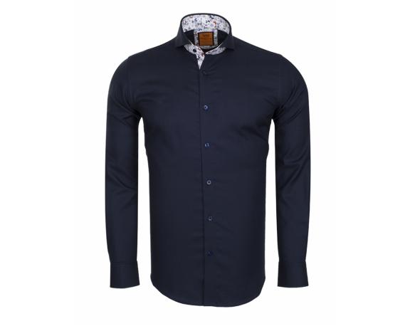 SL 5953 Men's dark blue butterfly trim Oxford cotton shirt Men's shirts