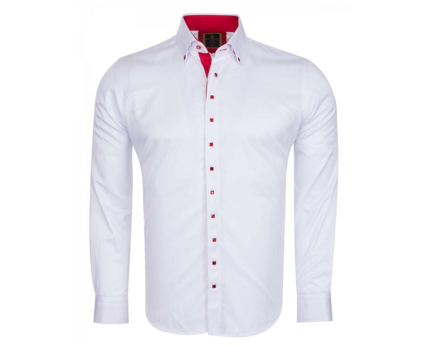 SL 5961 Men's white shirt with red details - Quality Designed Shirts