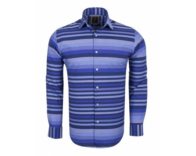 SL 5972 Men's horizontal stripe & micro dot print cotton shirt Men's shirts