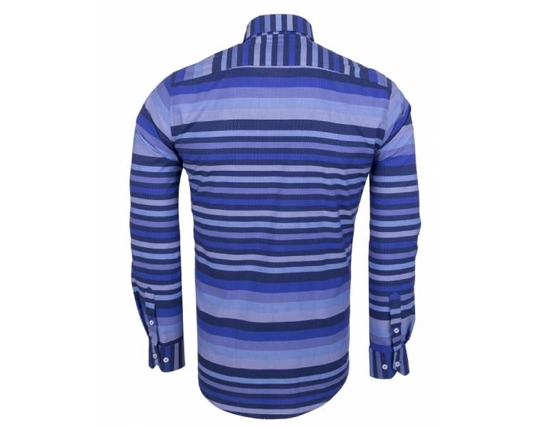 SL 5972 Men's horizontal stripe & micro dot print cotton shirt Men's shirts