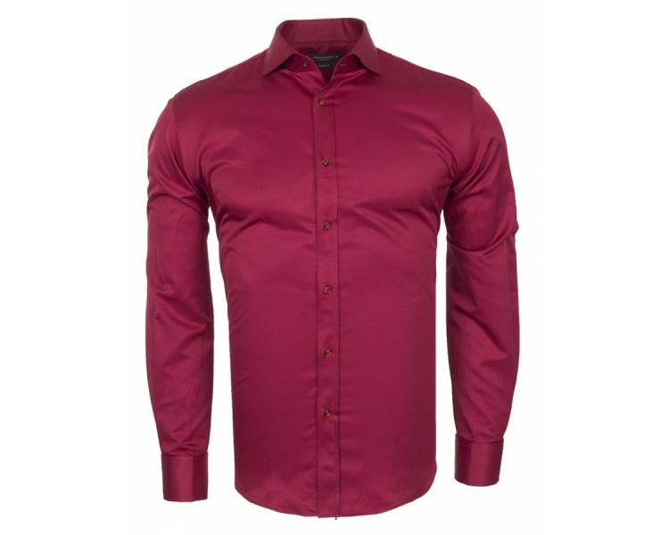 SL 6111 Men's claret red plain double cuff shirt with cufflinks Men's shirts