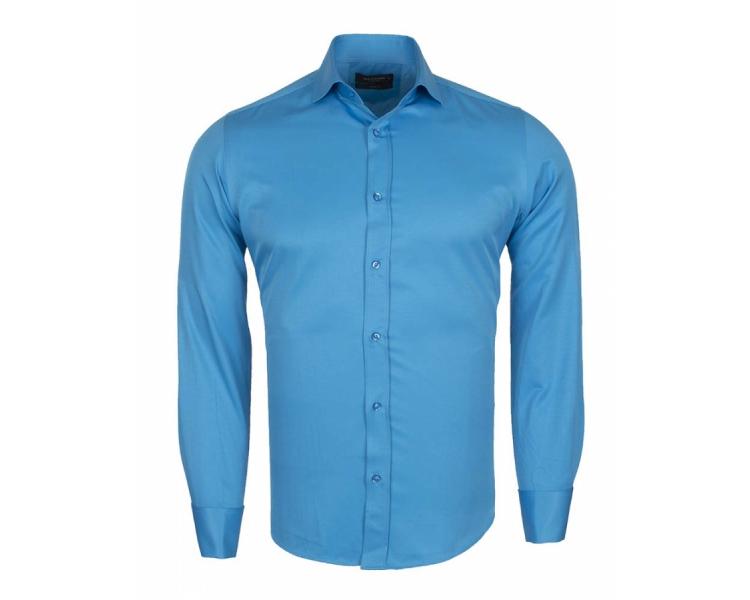 SL 6111 Men's turquoise plain double cuff shirt with cufflinks Men's shirts