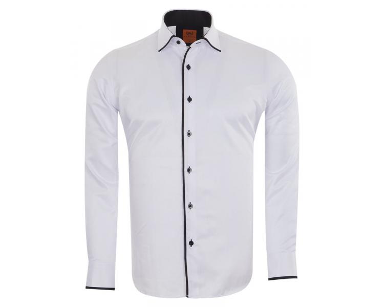 SL 6117 Белая рубашка с черными вставками и длинным рукавом Мужские рубашки