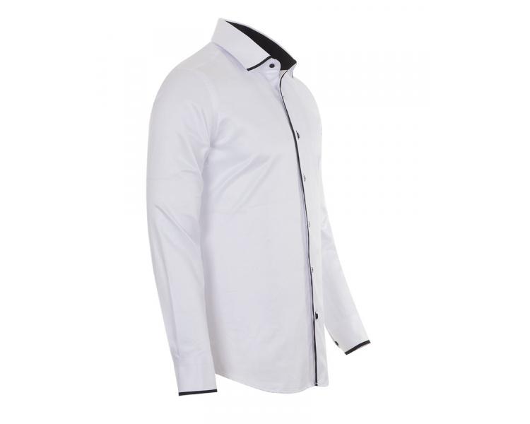 SL 6117 Белая рубашка с черными вставками и длинным рукавом Мужские рубашки