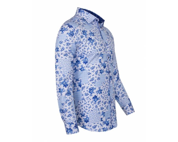 SL 6141 Men's white & blue vintage floral print shirt Men's shirts