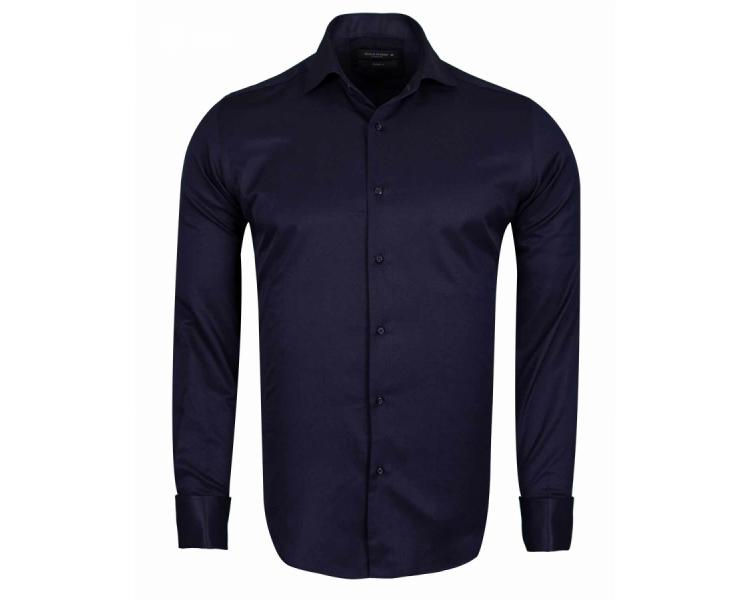 SL 6144 Men's dark blue textured double cuff shirt Men's shirts