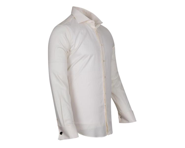 SL 6144 Men's cream plain textured double cuff shirt Men's shirts