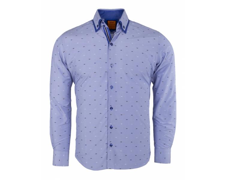 SL 6496 Men's light blue double collar long sleeved shirt Men's shirts