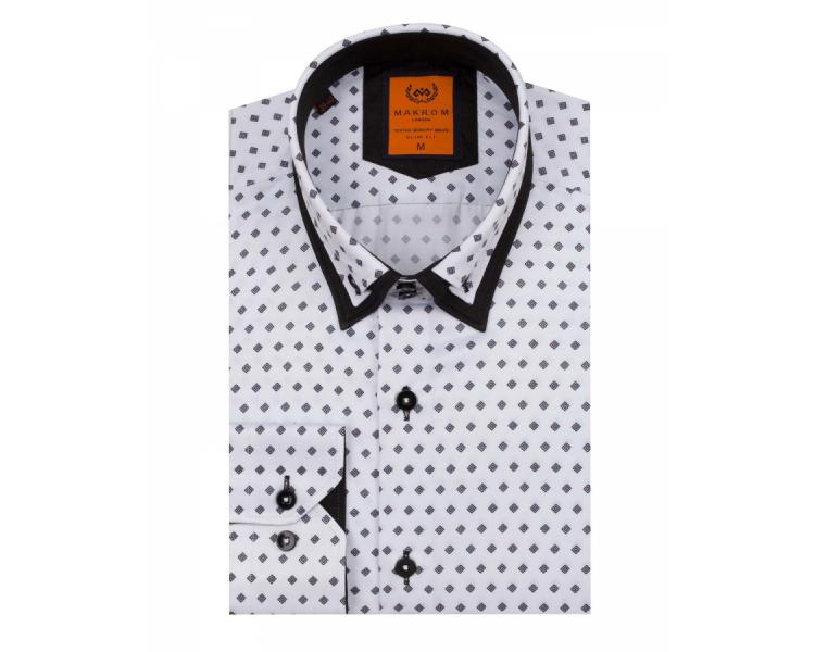 SL 6550 Men's white & black micro print double collar shirt Men's shirts