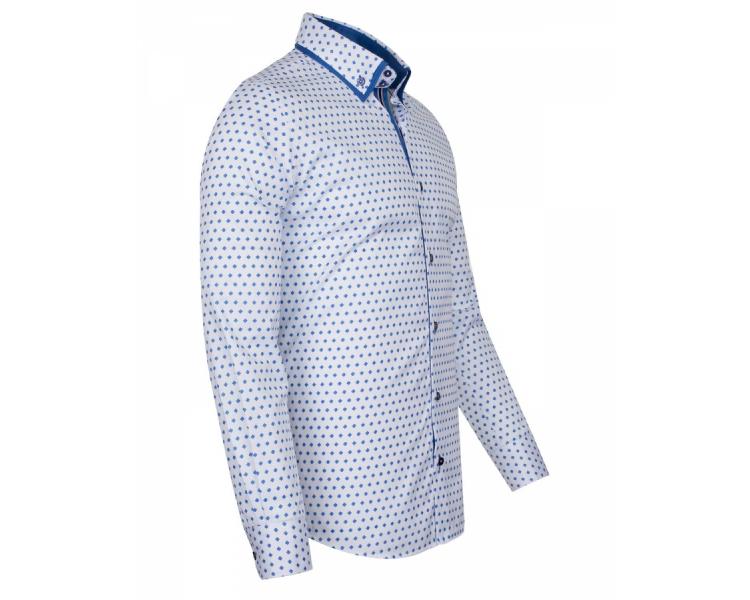 SL 6550 Men's white & blue micro prinht double collar shirt Men's shirts