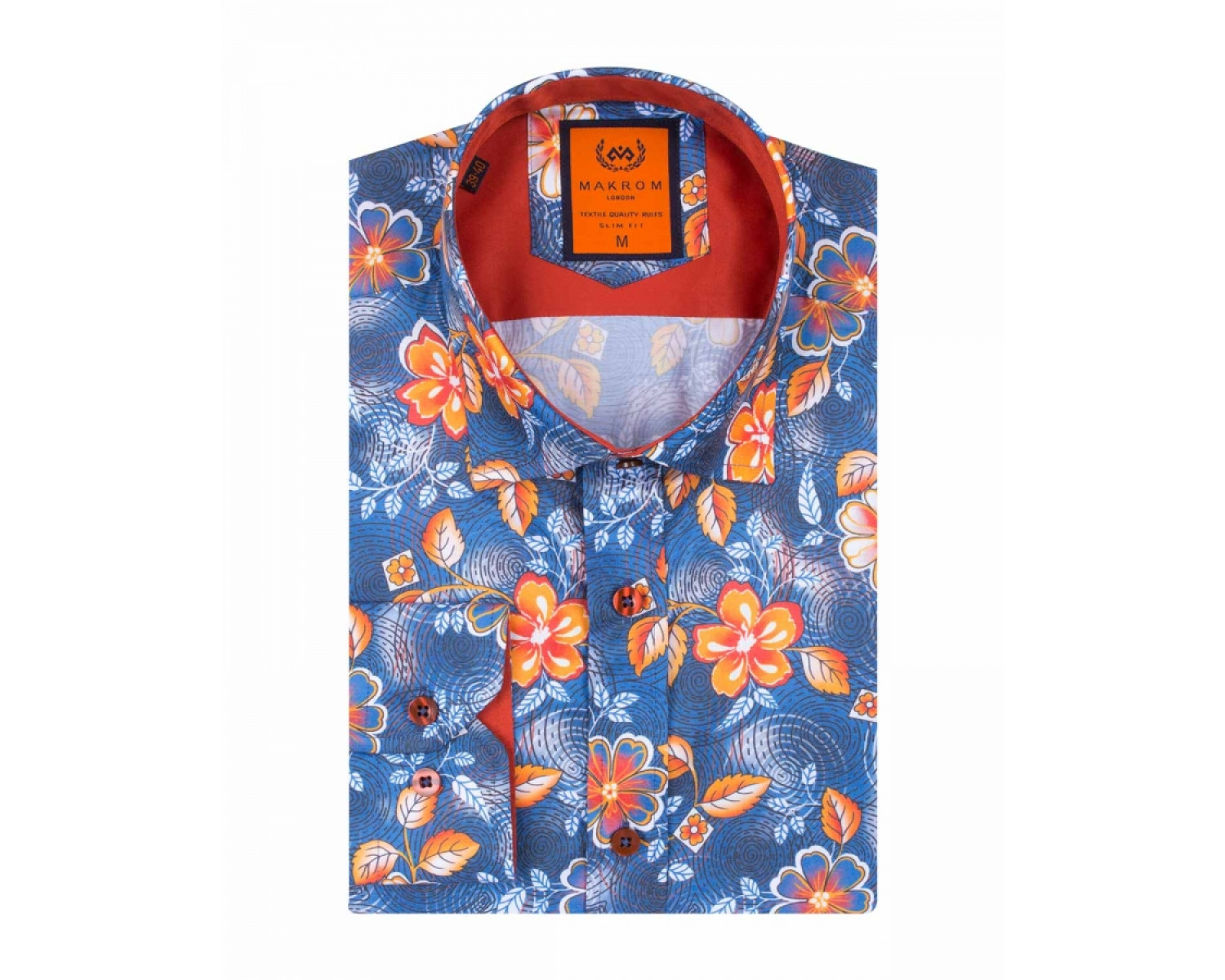 Orange and best sale blue shirt mens