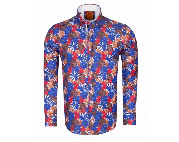 SL 6613 Men's multi color floral print long sleeved shirt Hemden für Herren