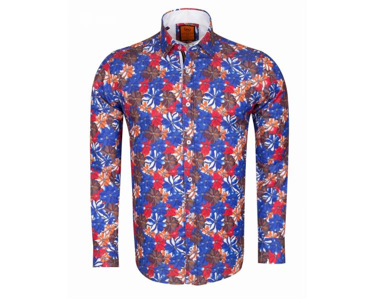 SL 6613 Men's multi color floral print long sleeved shirt Men's shirts