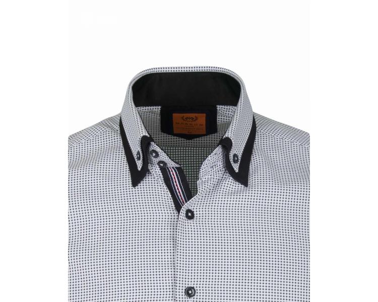 SL 6615 Men's white & black micro print double collar shirt Men's shirts