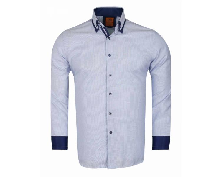 SL 6616 Men's grey & dark blue micro print double collar shirt Men's shirts
