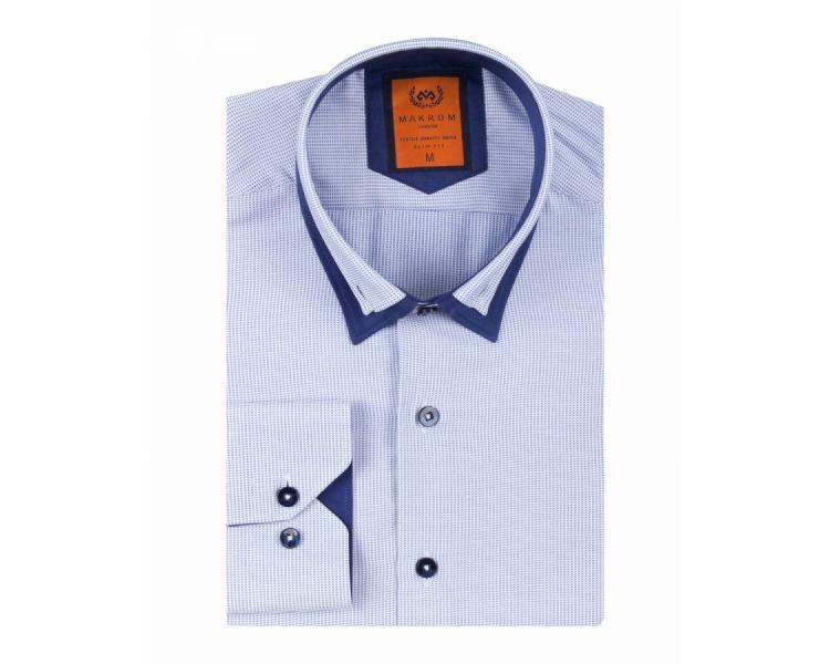 SL 6616 Men's grey & dark blue micro print double collar shirt Men's shirts