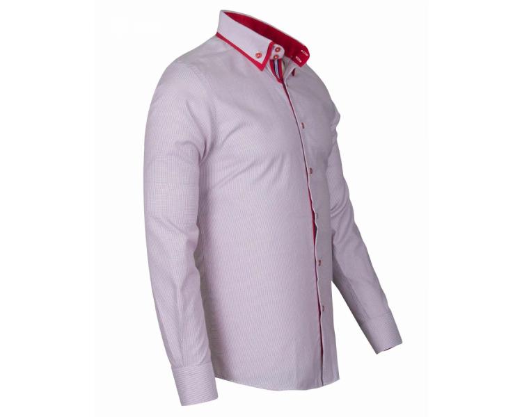 SL 6616 Men's grey & red micro print double collar shirt Men's shirts