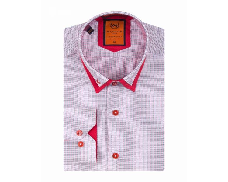 SL 6616 Men's grey & red micro print double collar shirt Men's shirts