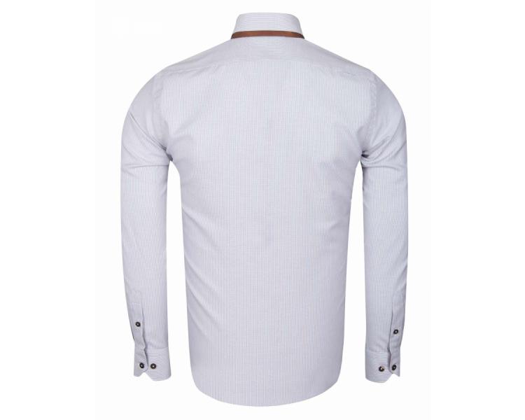 SL 6616 Men's grey & brown micro print double collar shirt Men's shirts