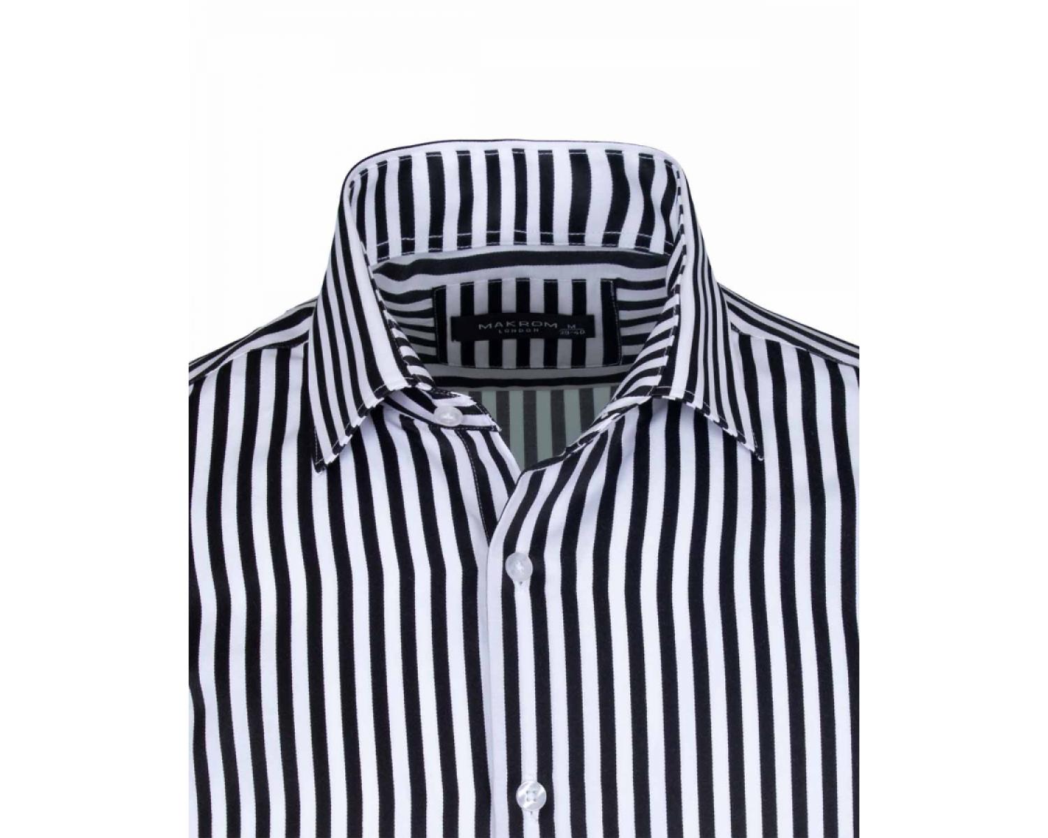 mens black and white striped shirt long sleeve