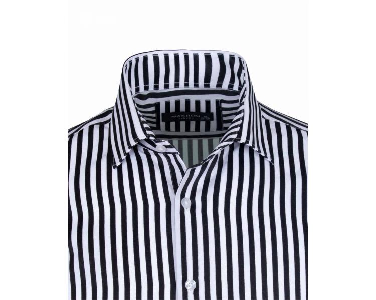 SL 6620 Men's black & white striped print long sleeved shirt Men's shirts