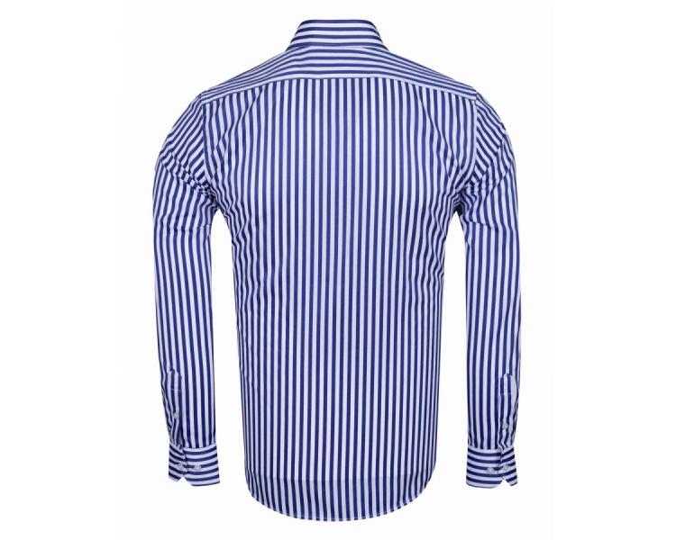 SL 6620 Men's royal blue & white striped print long sleeved shirt Men's shirts