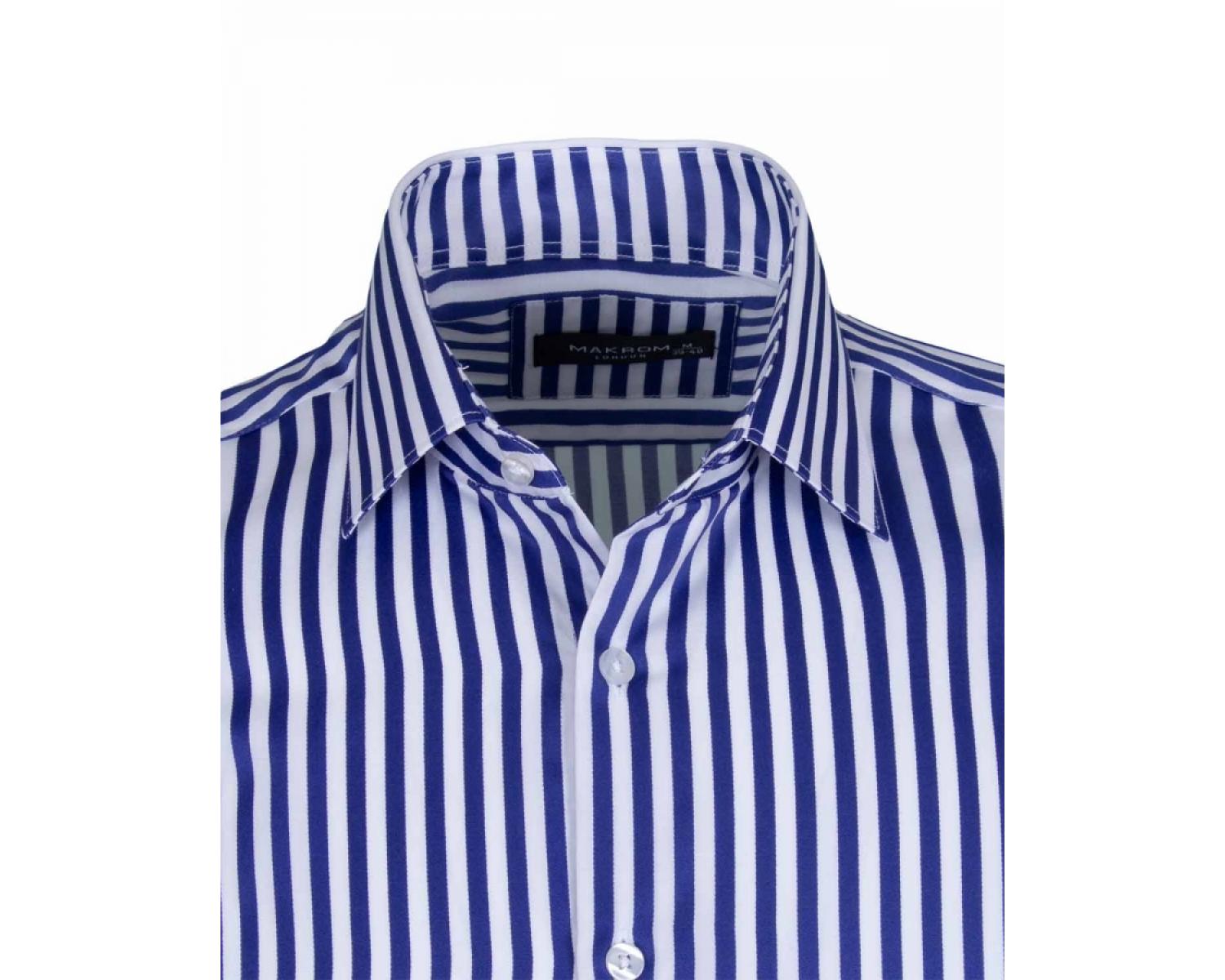 SL 6620 Men's royal blue & white striped print long sleeved shirt ...