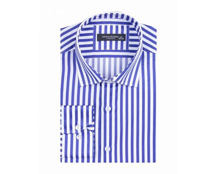SL 6620 Men's royal blue & white striped print long sleeved shirt Men's shirts
