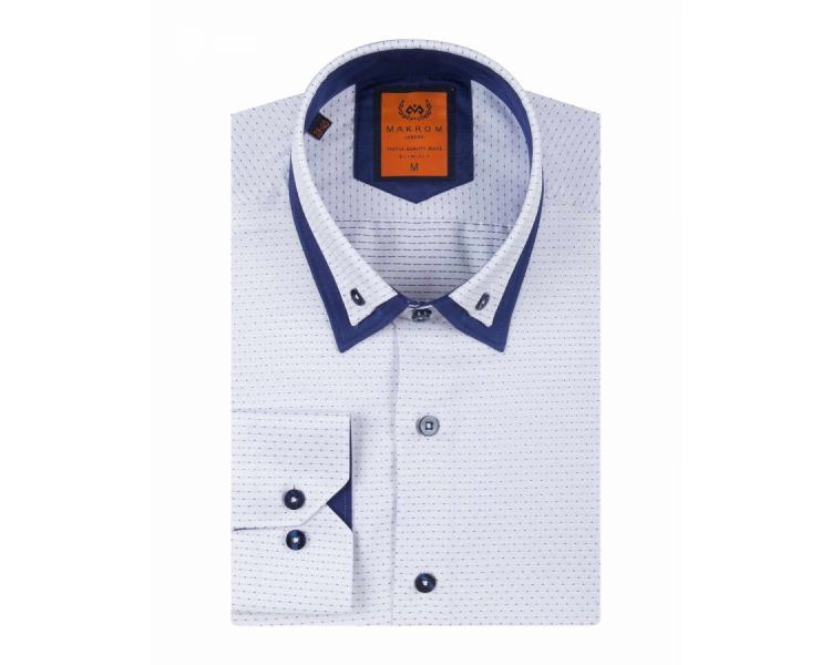 SL 6627 Men's white micro dot & print double collar shirt Men's shirts
