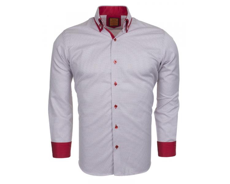SL 5514 Men's grey & red double collar micro print shirt Men's shirts