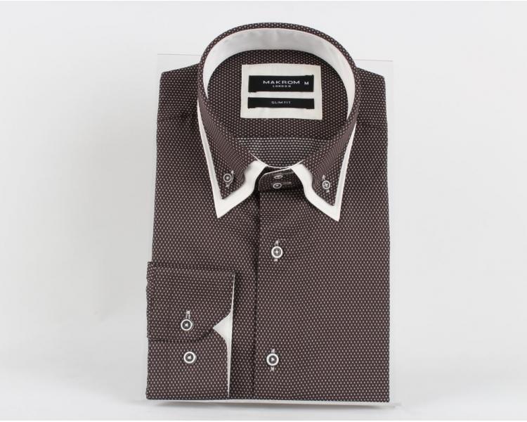 SL 5514 Men's brown print double collar shirt Men's shirts