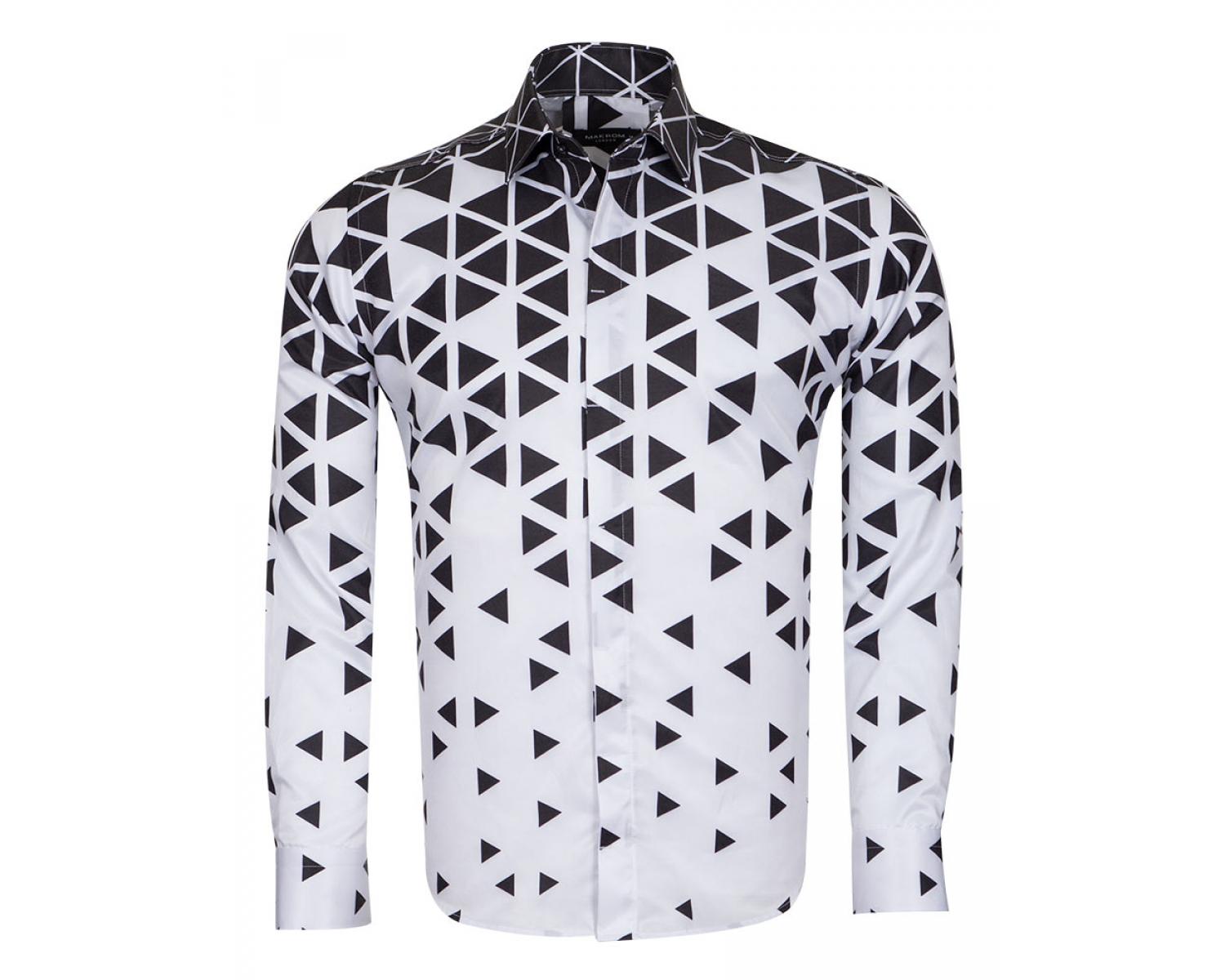 SMU Limited Long Sleeves Shirt 3D Effect Black-White 32443 B