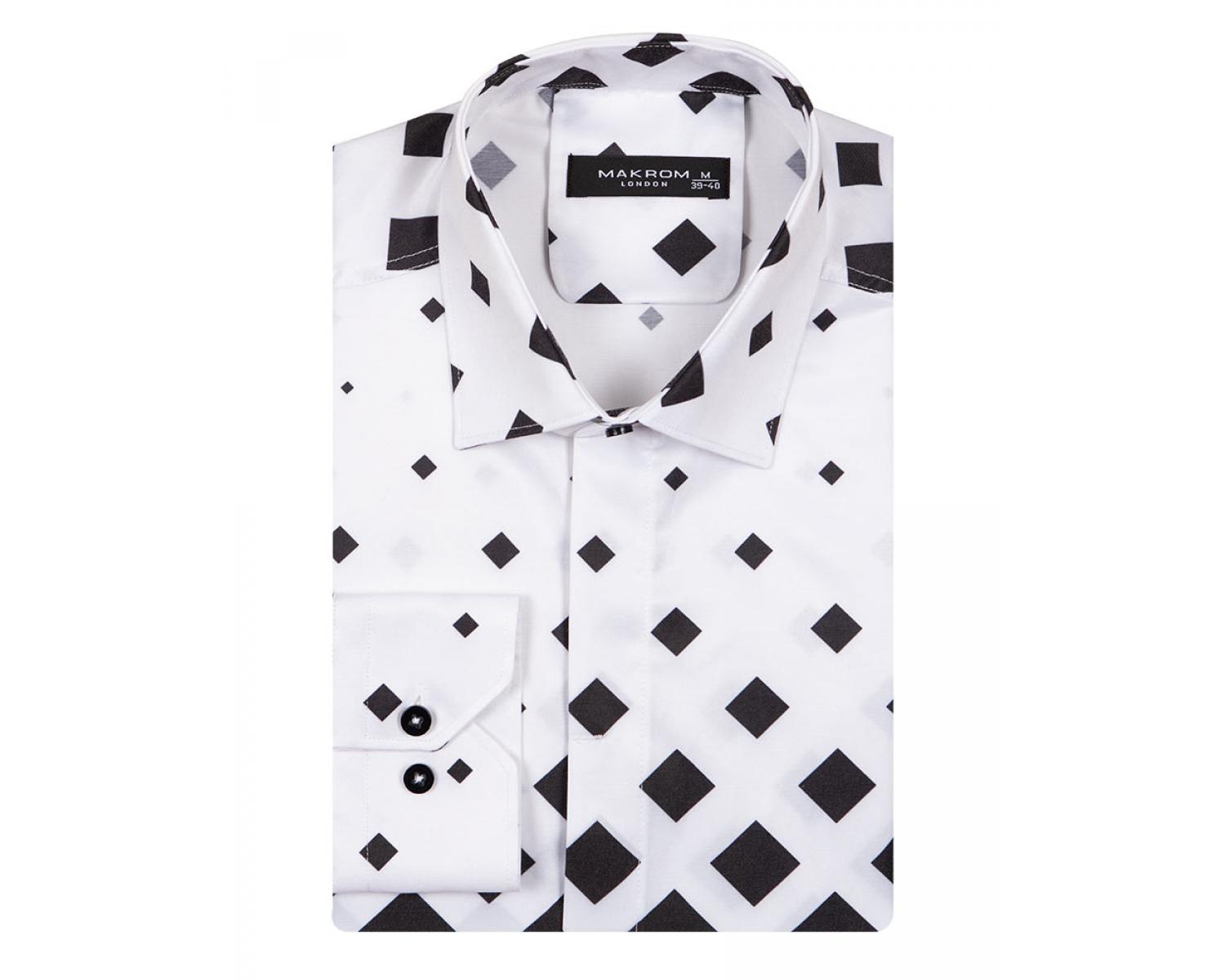 SMU Limited Long Sleeves Shirt 3D Effect Black-White 32443 B