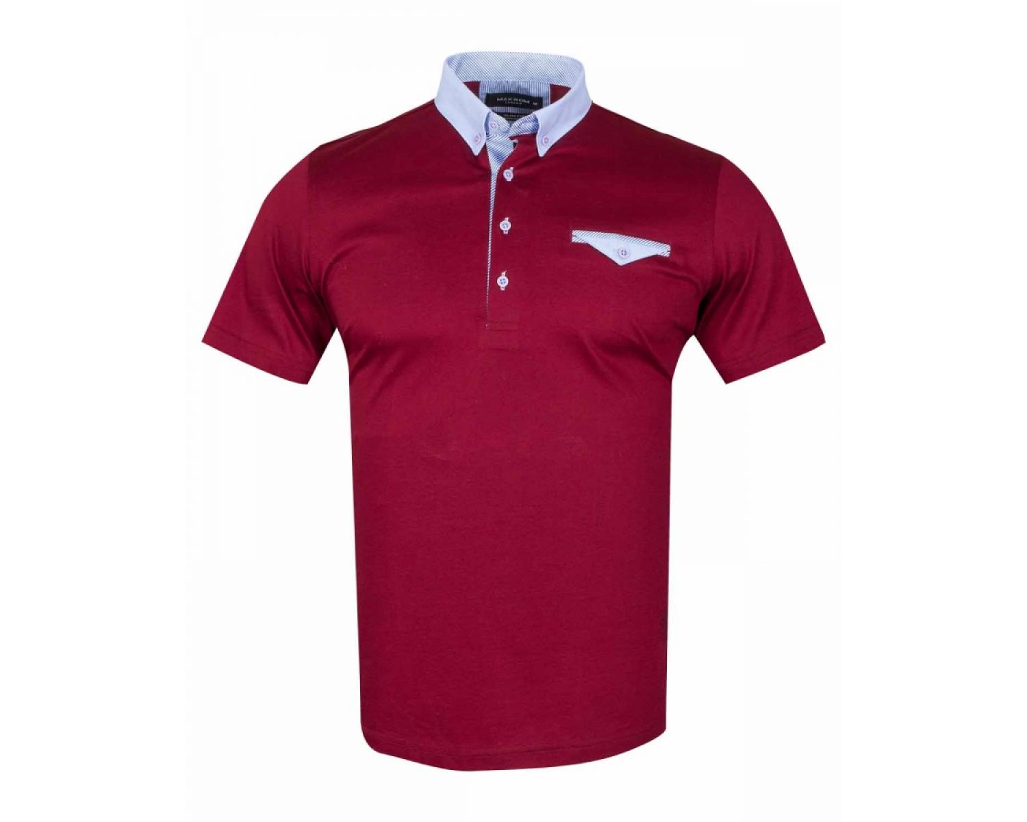 claret and blue polo shirt