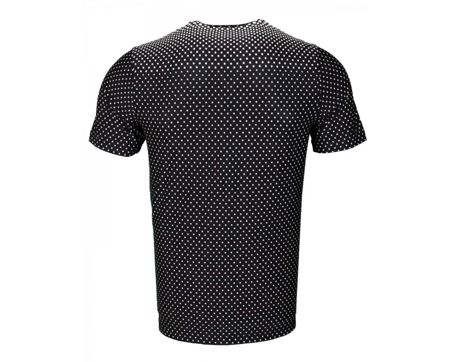 black t shirt with white dots