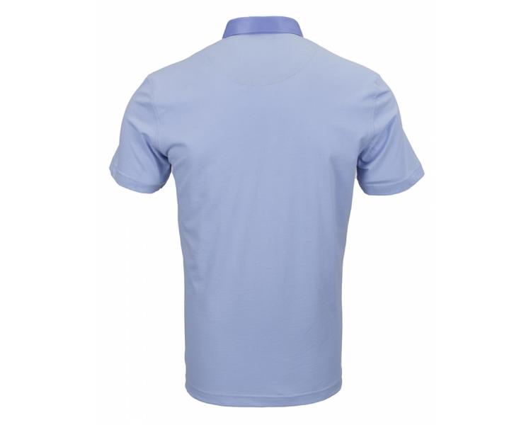 TS 1191 Men's light blue button collar cotton polo shirt with print details Sale