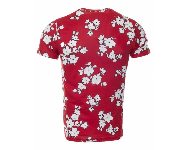 TS 1198 Men's red & white floral print T-shirt Sale